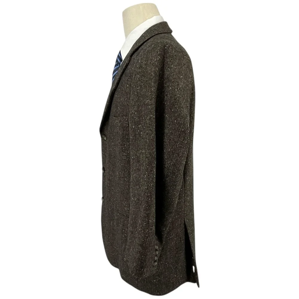 CESARANI Mens 46R Tweed Blazer Jacket Brown Wool Blend Classic Business Casual‎